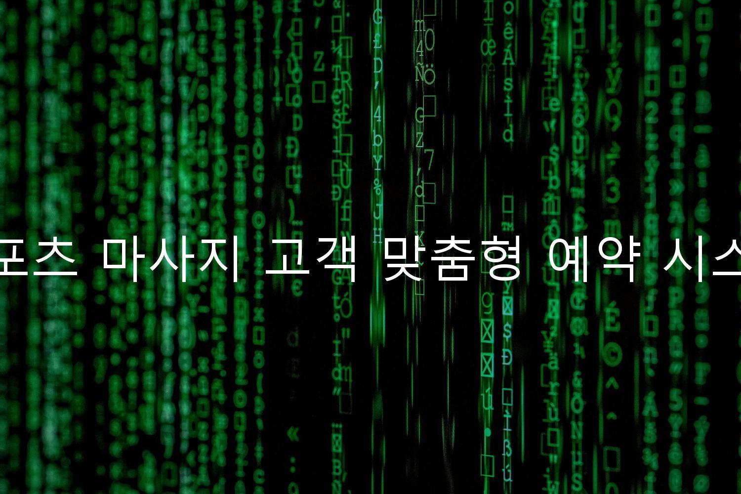 스포츠 마사지 고객 맞춤형 예약 시스템