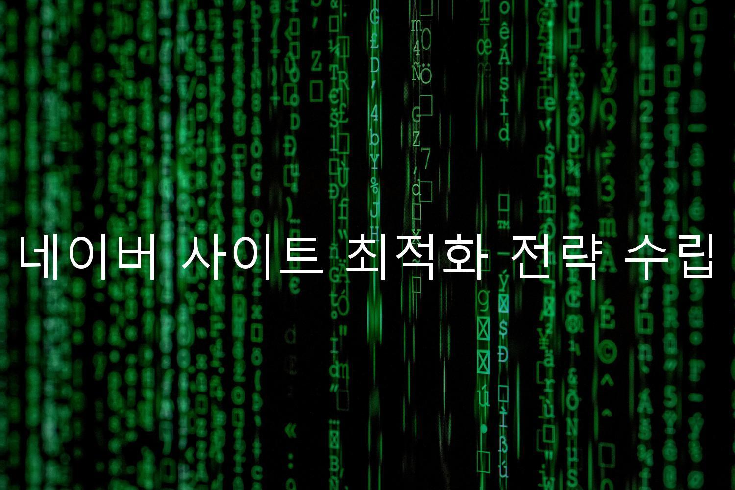 네이버 사이트 최적화 전략 수립