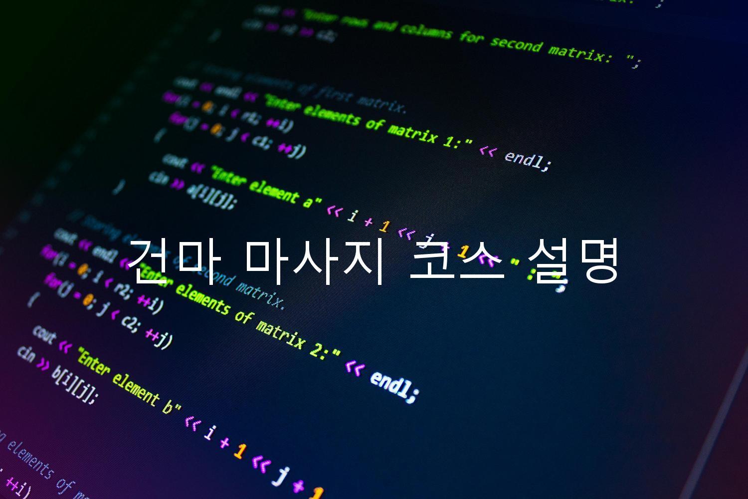 건마 마사지 코스 설명